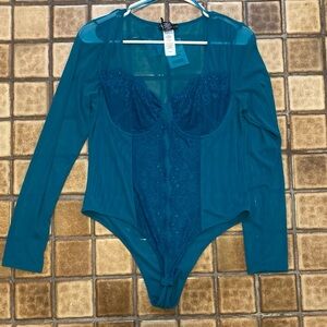 Sincerely Jules Teal Lace Bodysuit